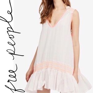 Free People Cream and Pink Ruffle Dress